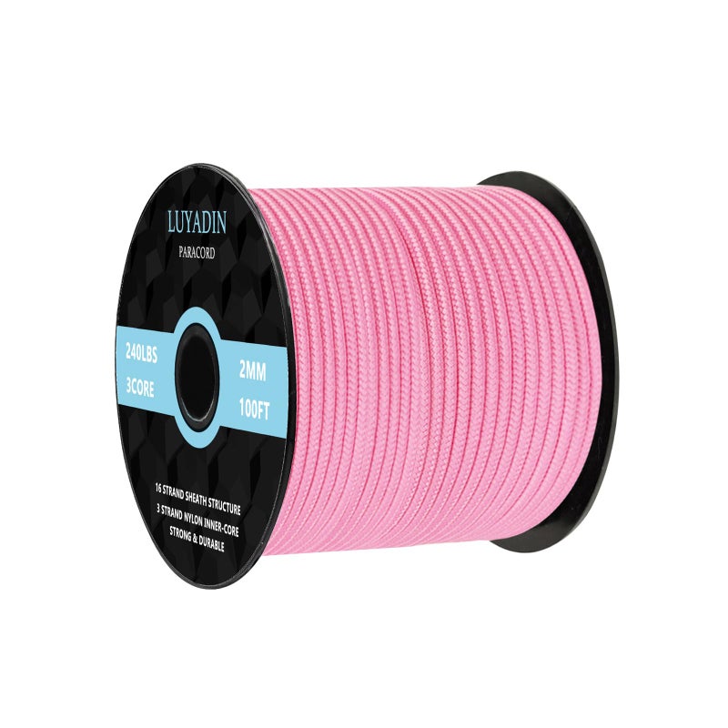 LUYADIN Paracord 240lb - Diameter 2mm Micro Utility Cord -3 Strand Parachute Spool Cord - 100ft 200ft,Paracord for Camping,Hiking,Fishing,Outdoor and DIY - Image 1